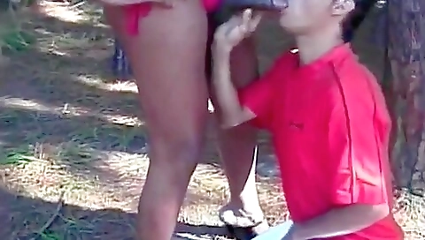 Horny black woman loves hot outdoor sex with her boyfriend