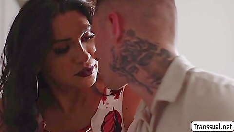 Brunette stepmom gives her stepson her ass and barebacking