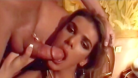 Brunette and blonde in a vintage threesome with a man