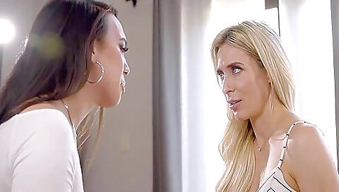 Asian blonde trans guy fucks her face and gets facial