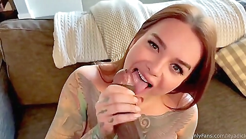 Petite brunette has a thick cock in her tight hole