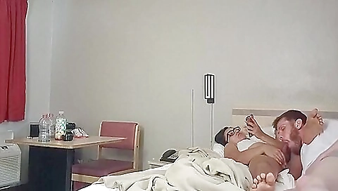 Brunette chick is peeking at a man on the porch 003