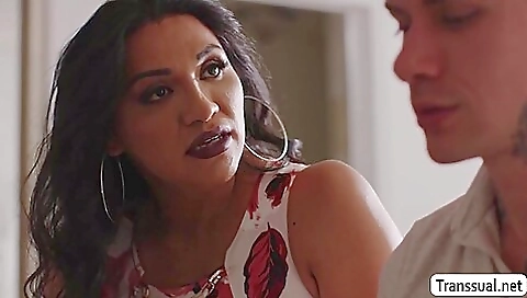 Busty mother shows her bareback for a guy in a hardcore position