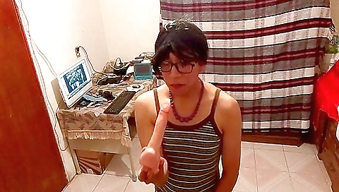 Mexican girl with a nice ass is playing with her toy