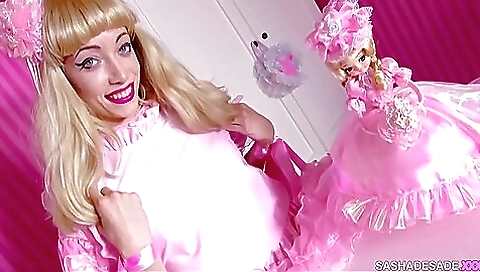 Blonde babe with small tits in lingerie gets facial